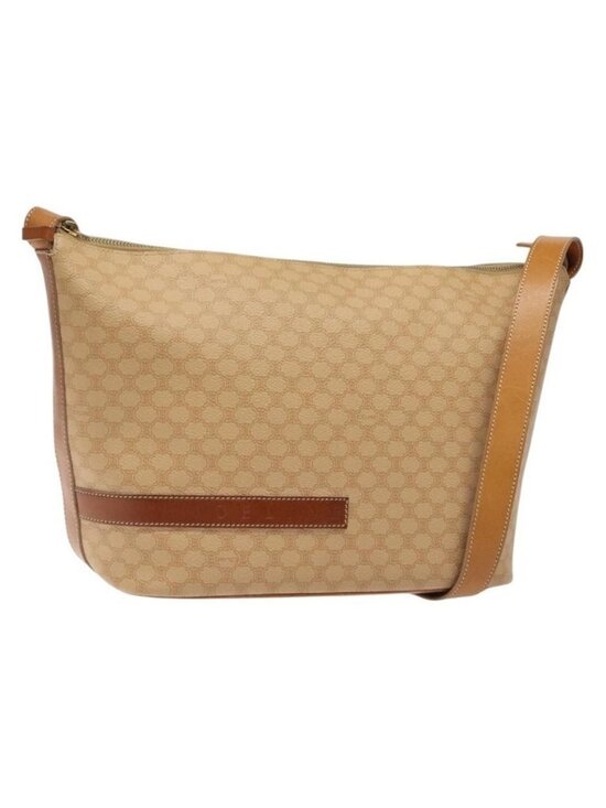 CELINE Handbags - Authentic CELINE Macadam Canvas Shoulder Bag PVC Leather Beige Gold